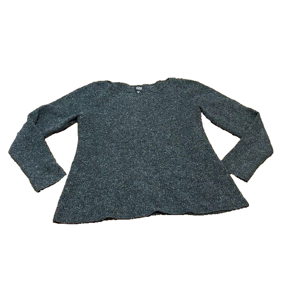Eileen Fisher Sweater Long Sleeve Crew Neck Wool Silk Blend Pullover Black Small